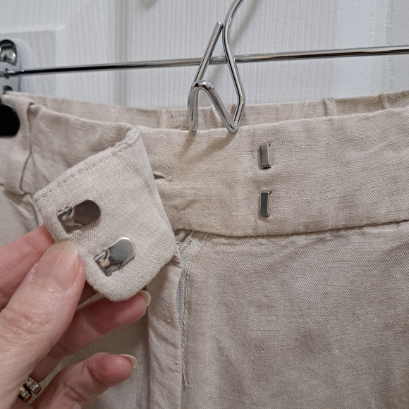 H&M Cream Pants Womens Size 8 Linen Blend Trousers Pleated Lightweight Neutral - Picture 5 of 12